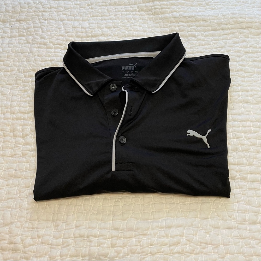 Puma Men's Black Polo Shirt -Size Large